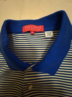 The Chase Collection Blue & White Striped Polo